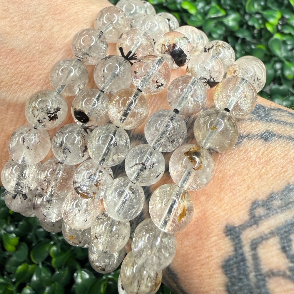 10mm Polished Herkimer Diamond Beaded Bracelet - Picture 3 of 8